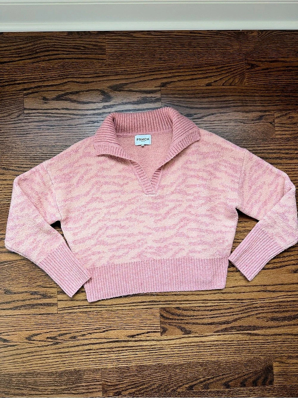 FRNCH Hydralis Pink Sweater Abstract Knit Turtleneck Medium